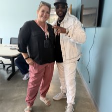 Stephen Thomas with a supporter at the event